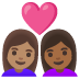 👩🏽‍❤️‍👩🏾 couple with heart: woman, woman, medium skin tone, medium-dark skin tone display on Google